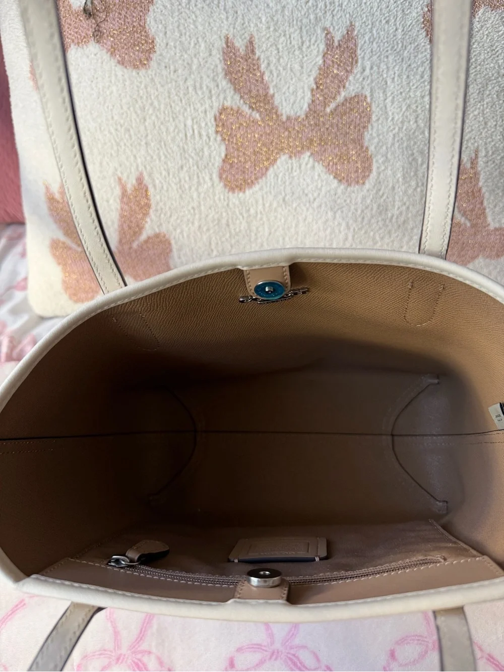 Coach Cream Mini Tote with Multicolor Snail Motif - Picture 4 of 7
